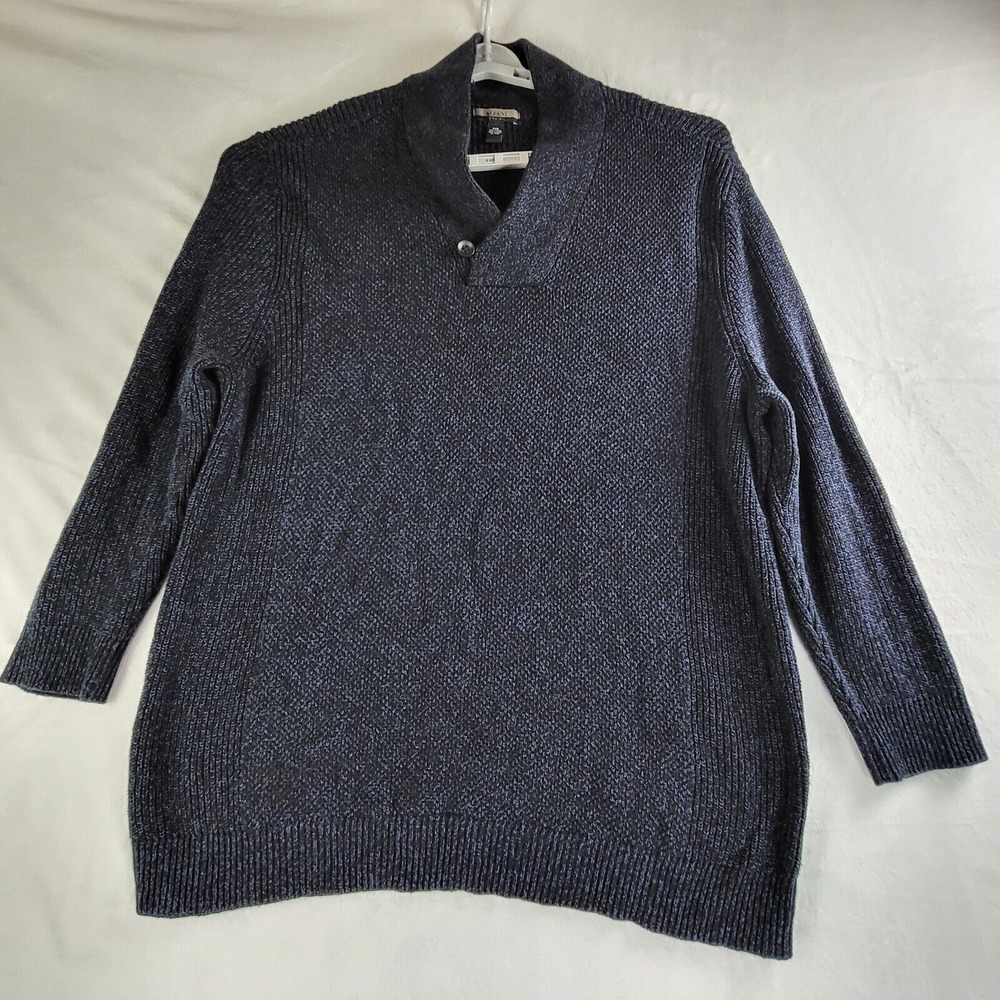 Vtg Y2K Alfani Sweater Mens‎ 3XB Tall Dark Gray Pullover Long Sleeve 100% Cotton